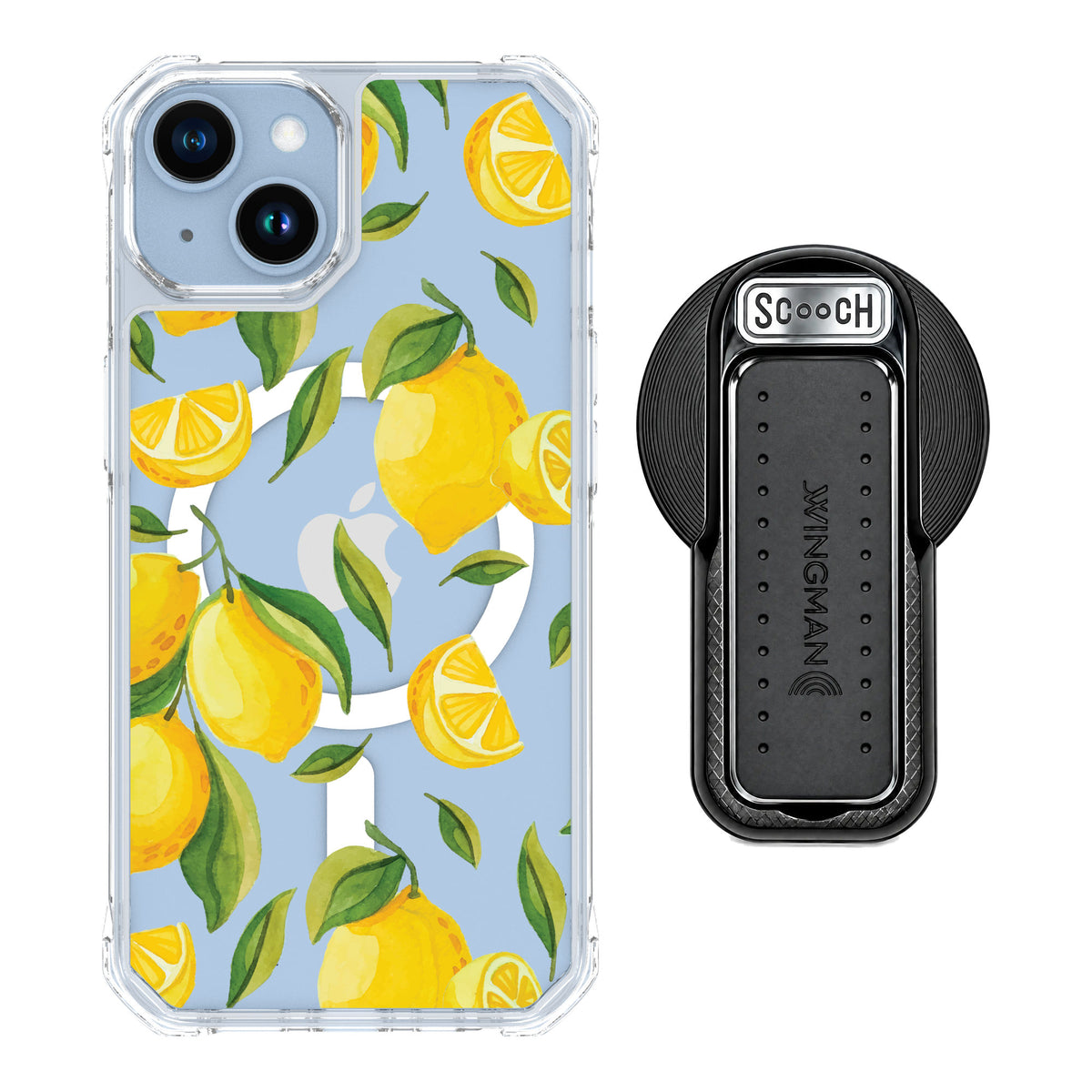 Scooch MagCase Amalfi Lemons for iPhone 14 — MagSafe Wingback Bundle - Black