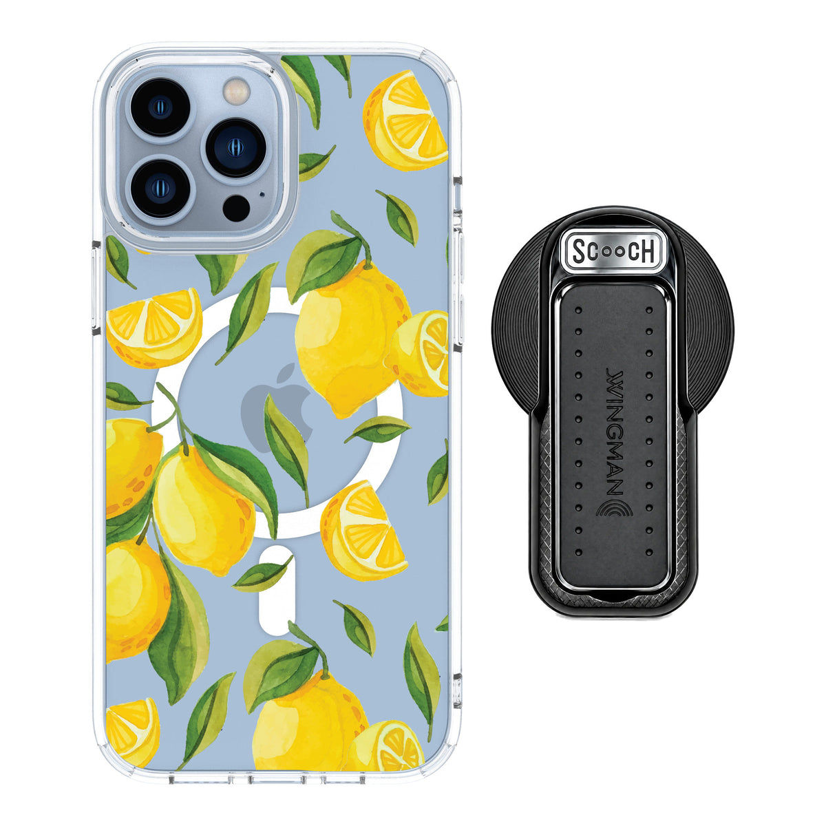 Scooch MagCase Amalfi Lemons for iPhone 13 Pro Max — MagSafe Wingback Bundle - Black