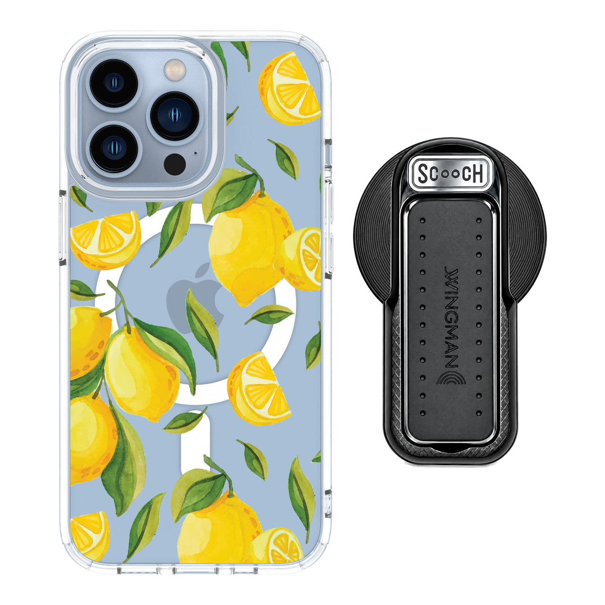 Scooch MagCase Amalfi Lemons for iPhone 13 Pro — MagSafe Wingback Bundle - Black