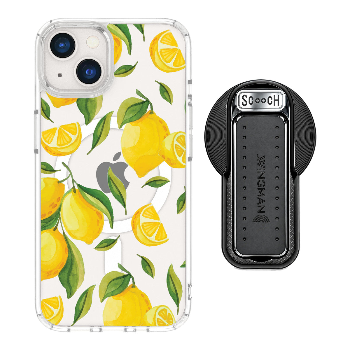 Scooch MagCase Amalfi Lemons for iPhone 13 — MagSafe Wingback Bundle - Black