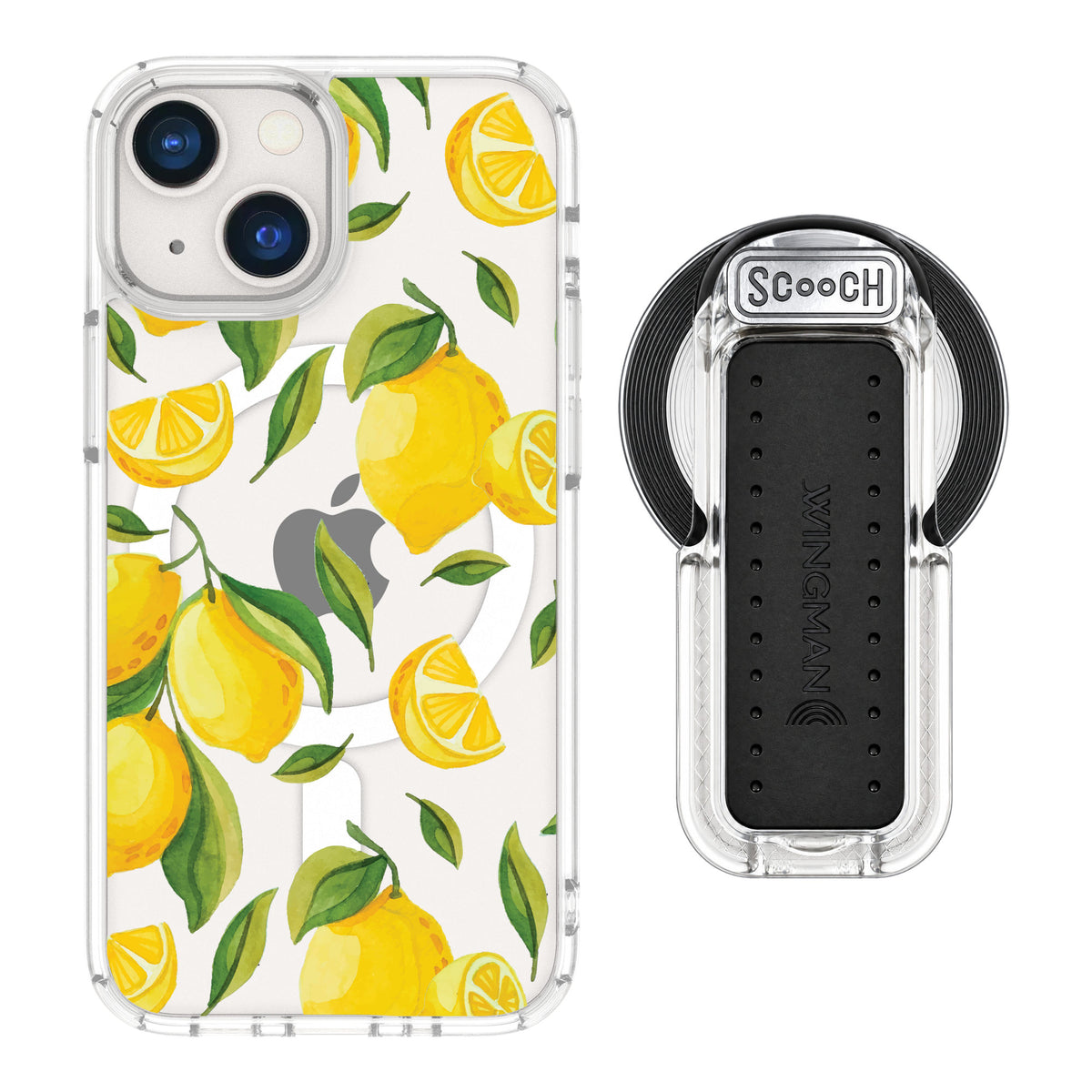 Scooch MagCase Amalfi Lemons for iPhone 13 mini — MagSafe Wingback Bundle - Clear