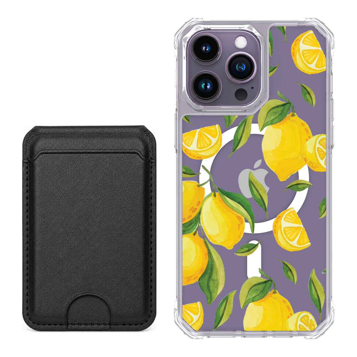 Scooch MagCase Amalfi Lemons for iPhone 14 Pro Max — Black MagWallet Bundle