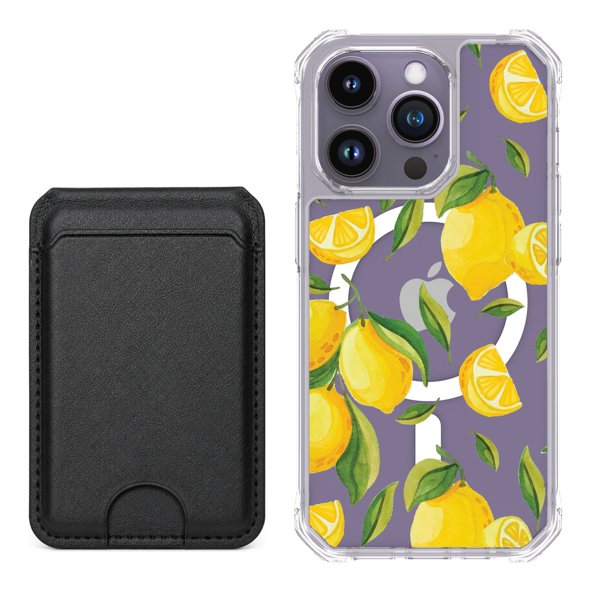 Scooch MagCase Amalfi Lemons for iPhone 14 Pro — Black MagWallet Bundle