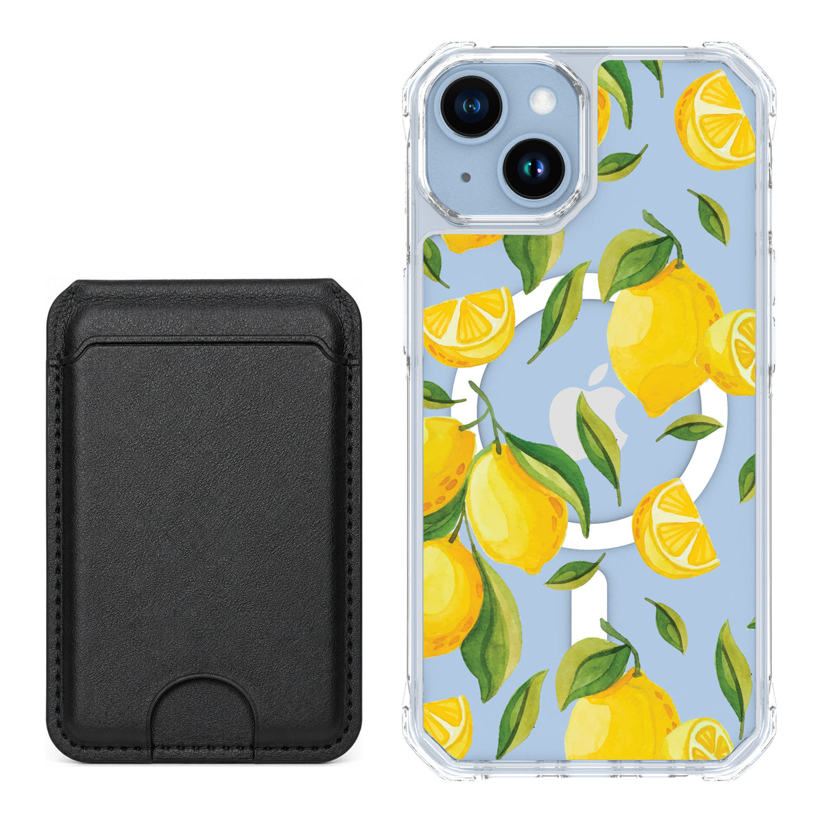 Scooch MagCase Amalfi Lemons for iPhone 14 — Black MagWallet Bundle