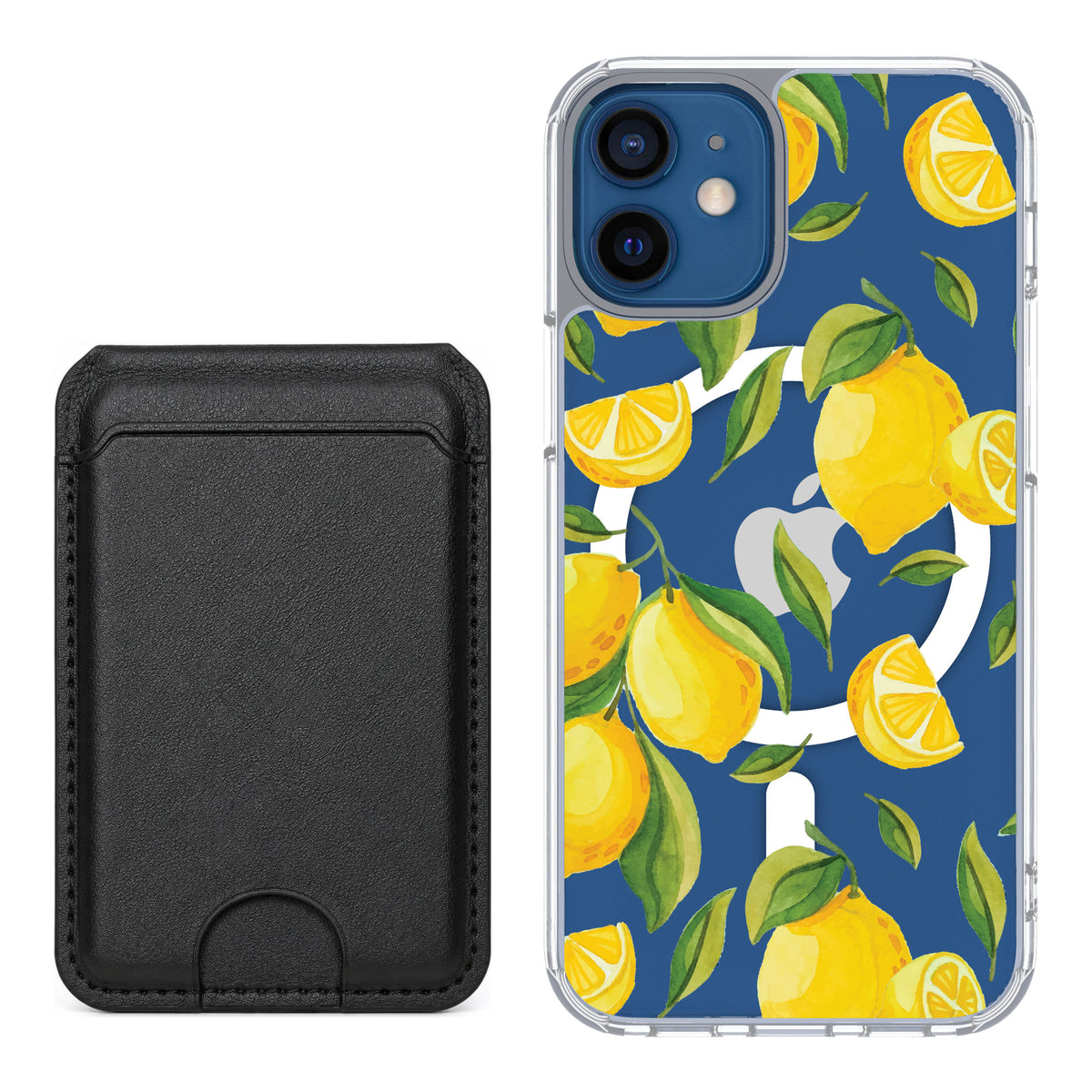 Scooch MagCase Amalfi Lemons for iPhone 12 mini — Black MagWallet Bundle