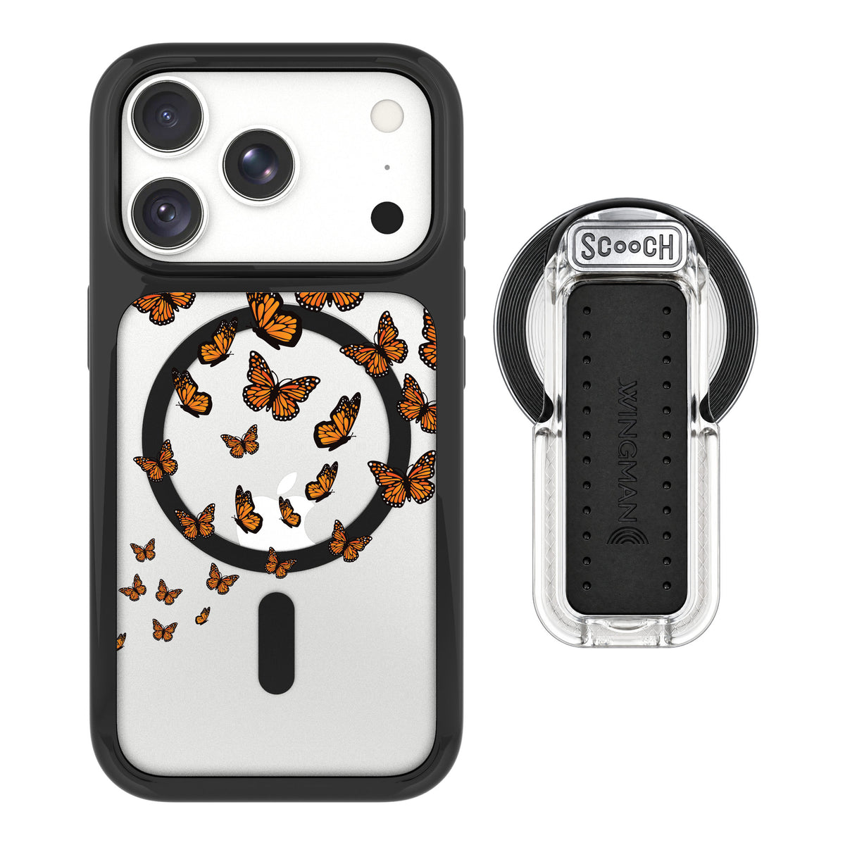 Scooch MagCase Monarch Flight for iPhone 18 Pro — MagSafe Wingback Bundle - Clear