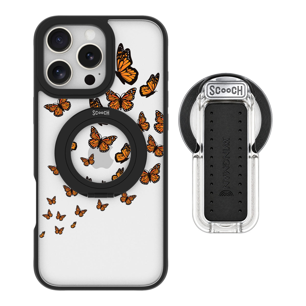 Scooch MagCase Monarch Flight for iPhone 16 Pro Max — MagSafe Wingback Bundle - Clear