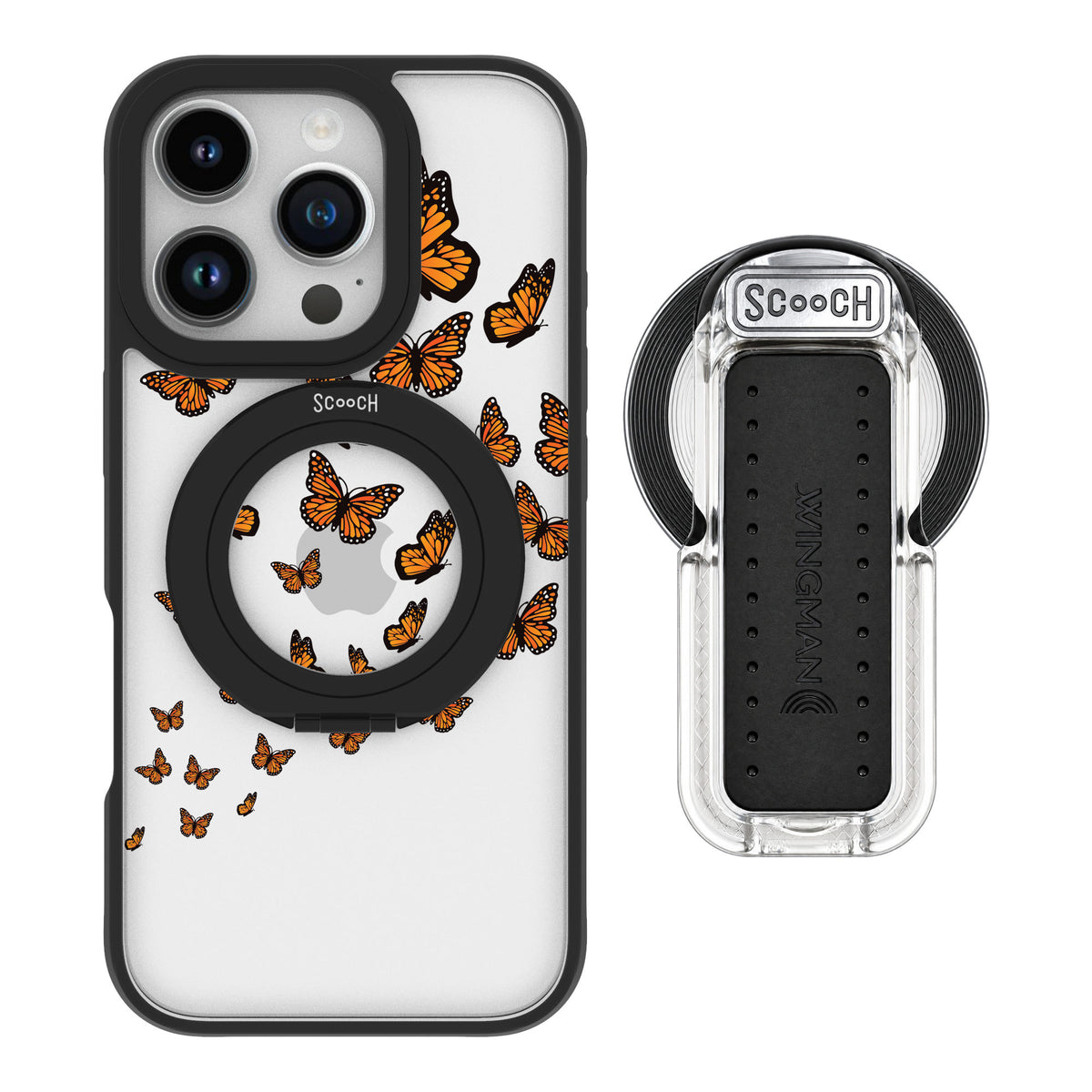 Scooch MagCase Monarch Flight for iPhone 16 Pro — MagSafe Wingback Bundle - Clear