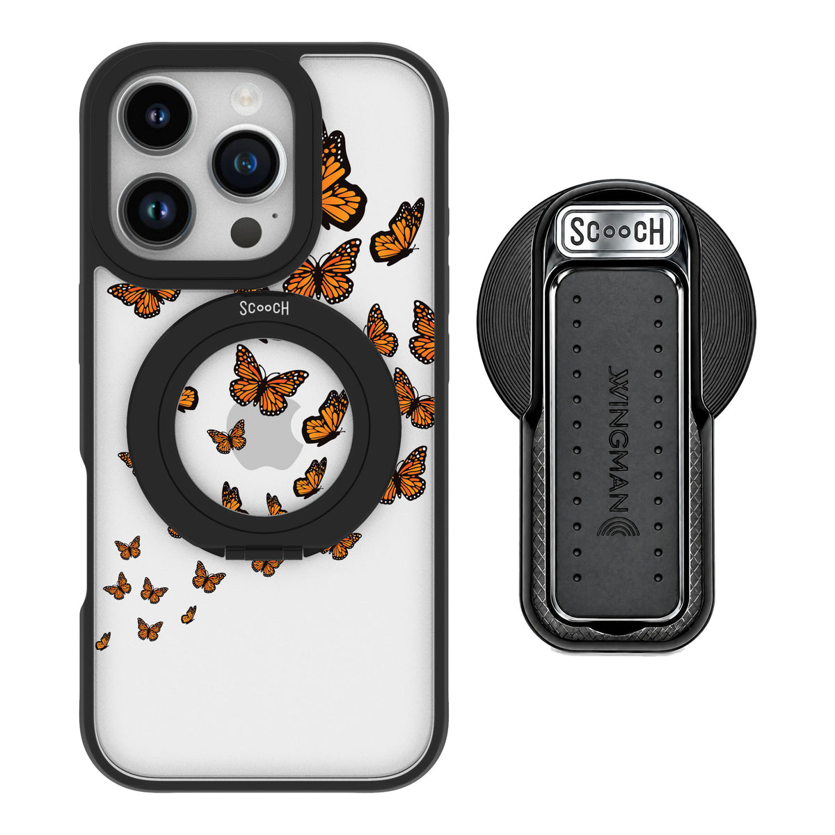 Scooch MagCase Monarch Flight for iPhone 16 Pro — MagSafe Wingback Bundle - Black