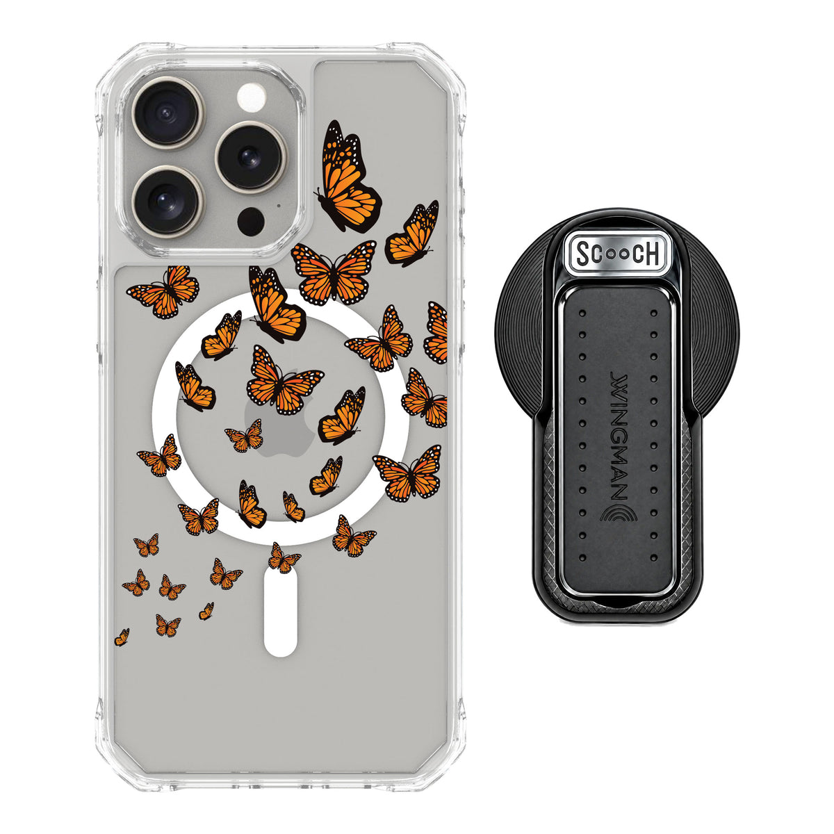 Scooch MagCase Monarch Flight for iPhone 15 Pro Max — MagSafe Wingback Bundle - Black