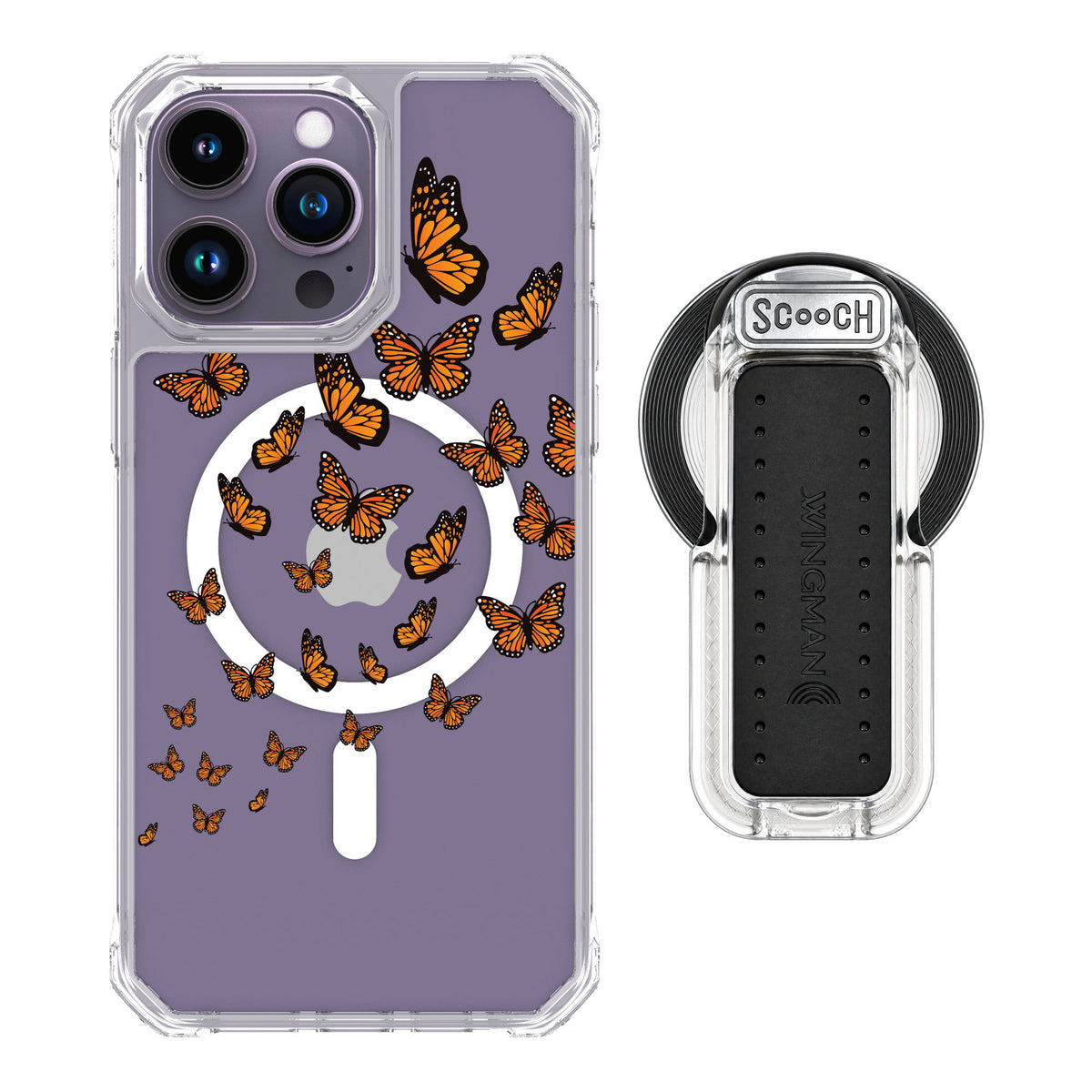 Scooch MagCase Monarch Flight for iPhone 14 Pro Max — MagSafe Wingback Bundle - Clear