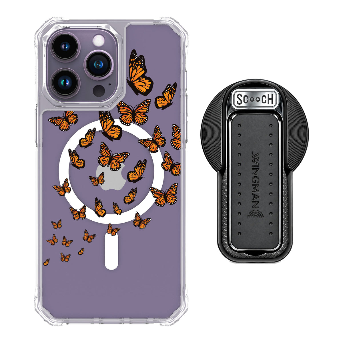 Scooch MagCase Monarch Flight for iPhone 14 Pro Max — MagSafe Wingback Bundle - Black