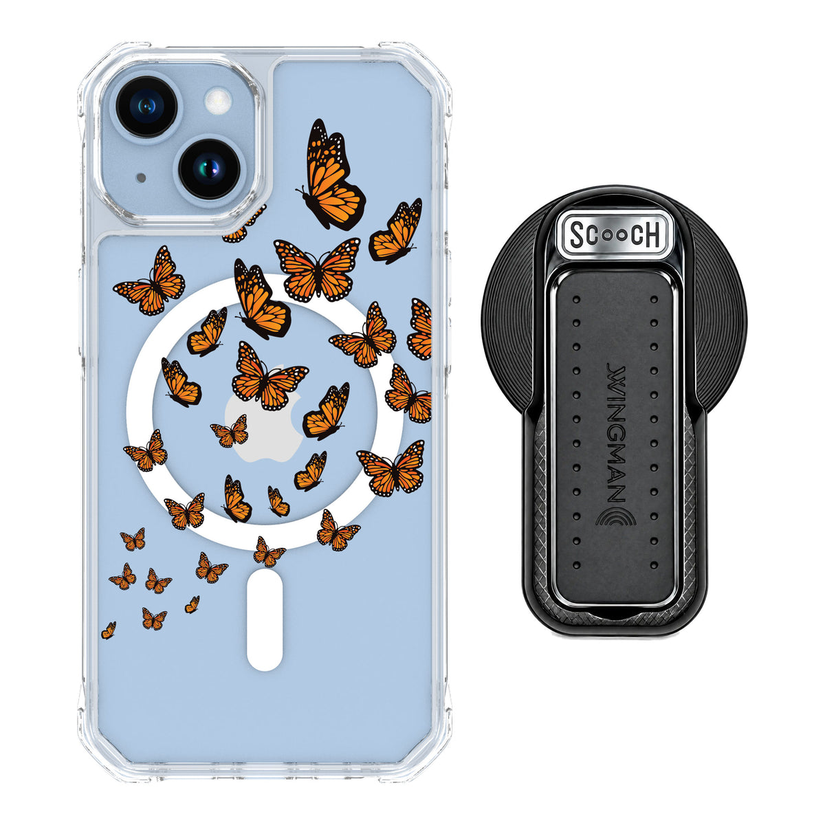 Scooch MagCase Monarch Flight for iPhone 14 — MagSafe Wingback Bundle - Black