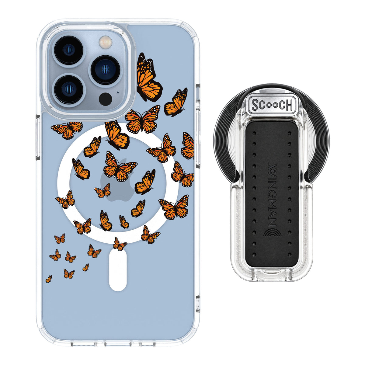 Scooch MagCase Monarch Flight for iPhone 13 Pro — MagSafe Wingback Bundle - Clear
