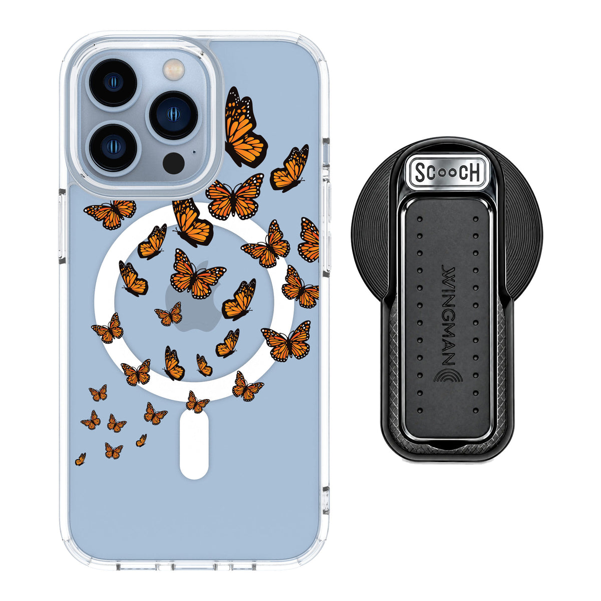 Scooch MagCase Monarch Flight for iPhone 13 Pro — MagSafe Wingback Bundle - Black