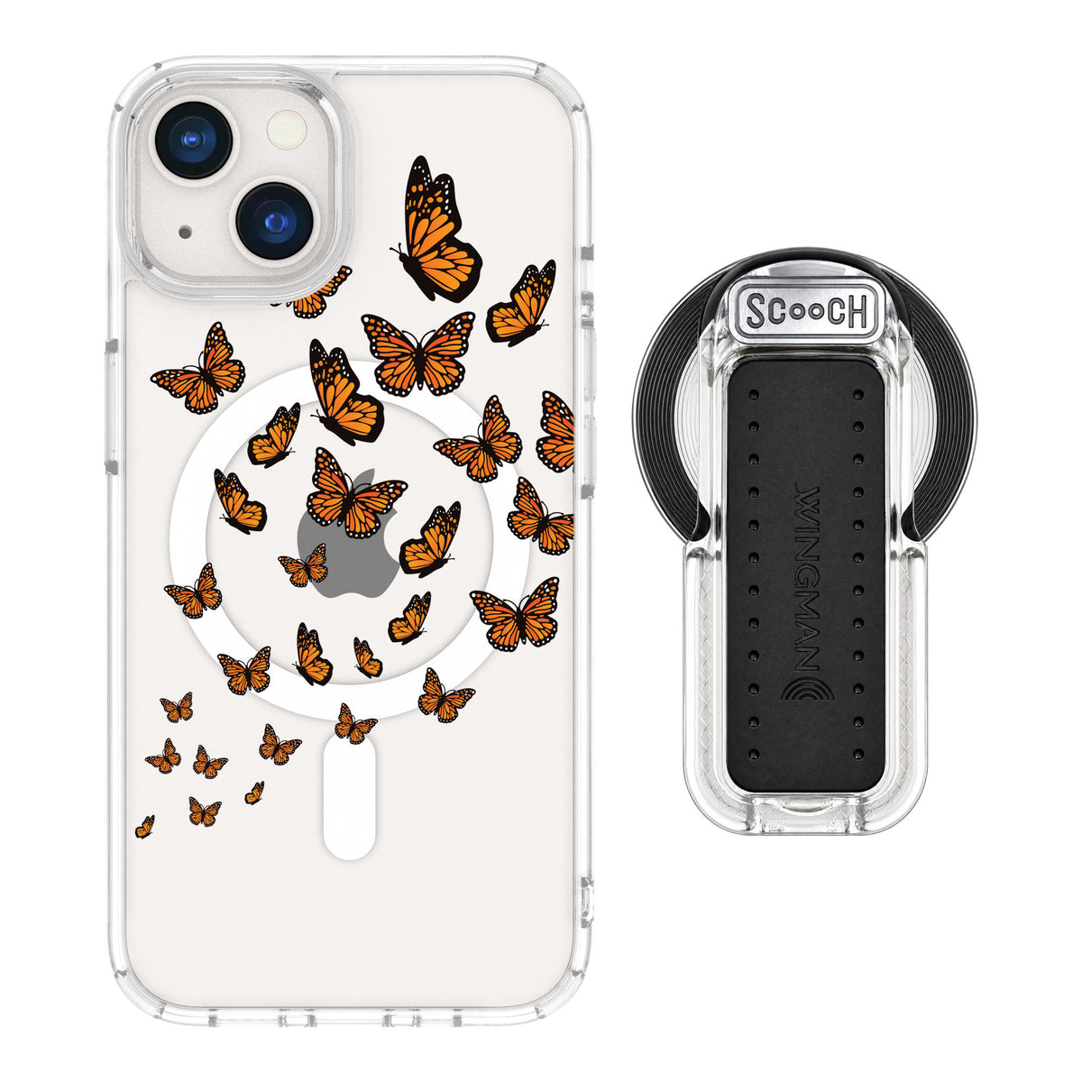 Scooch MagCase Monarch Flight for iPhone 13 — MagSafe Wingback Bundle - Clear