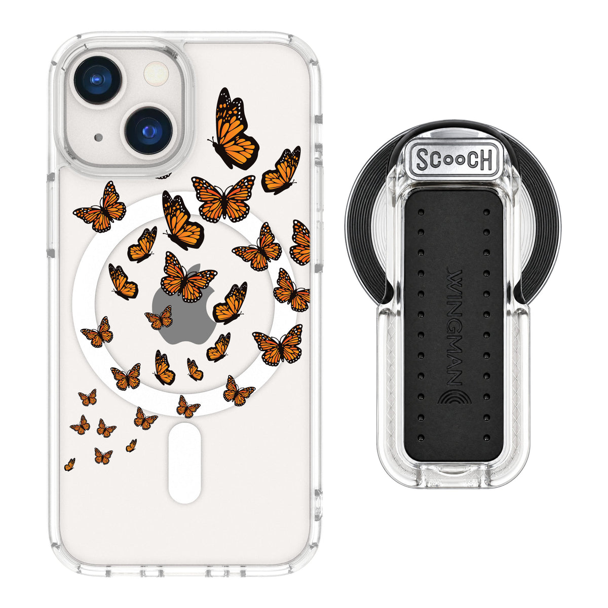 Scooch MagCase Monarch Flight for iPhone 13 mini — MagSafe Wingback Bundle - Clear