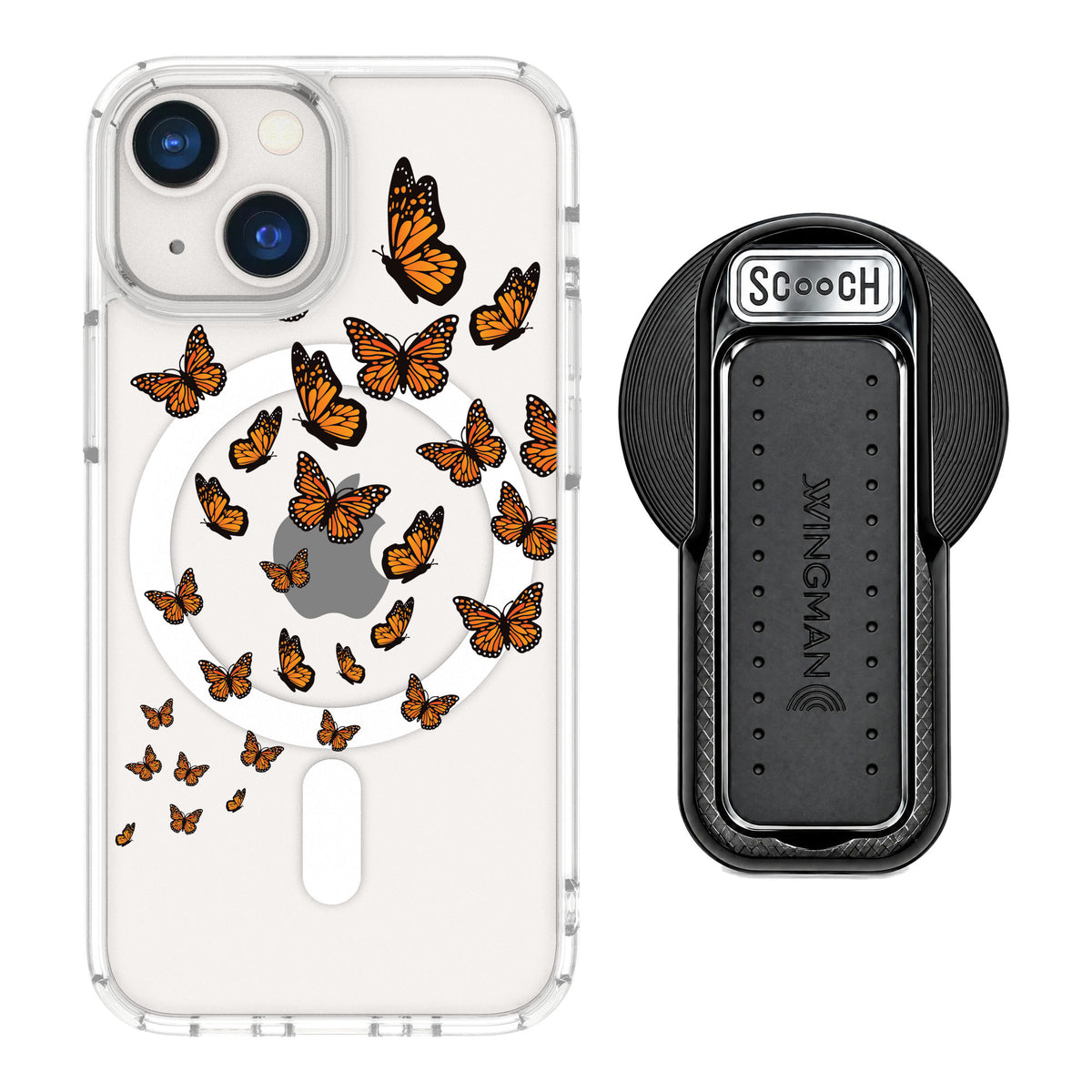 Scooch MagCase Monarch Flight for iPhone 13 mini — MagSafe Wingback Bundle - Black