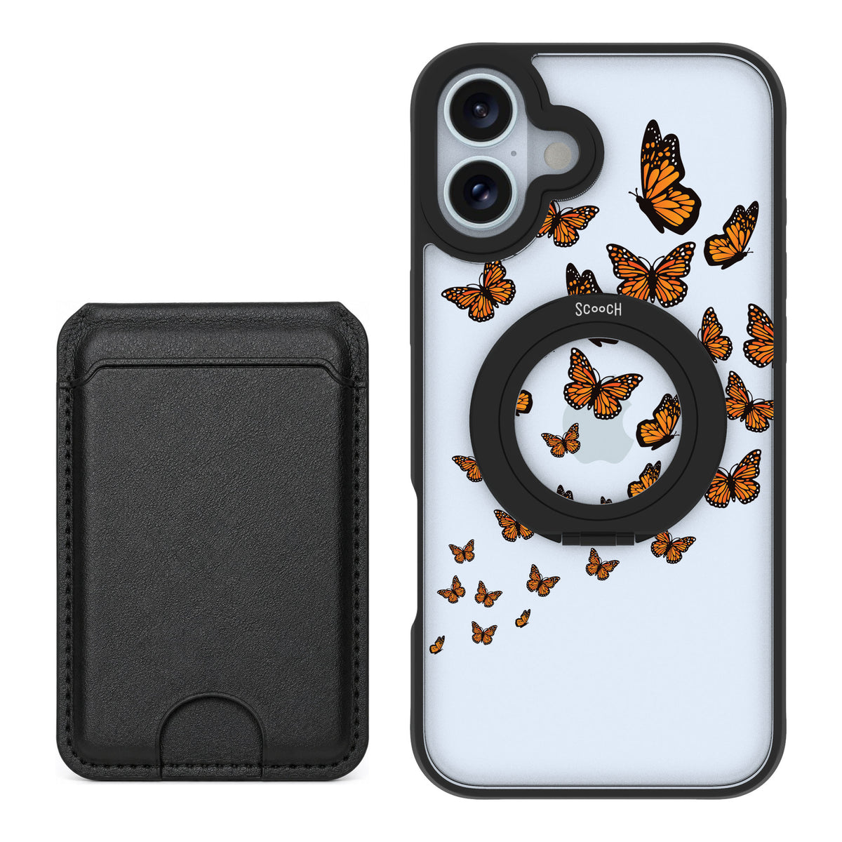 Scooch MagCase Monarch Flight for iPhone 16 Plus — Black MagWallet Bundle