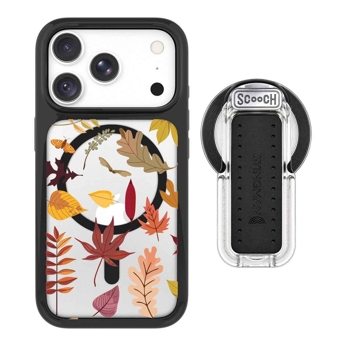 Scooch MagCase Autumn Leaves for iPhone 18 Pro Max — MagSafe Wingback Bundle - Clear