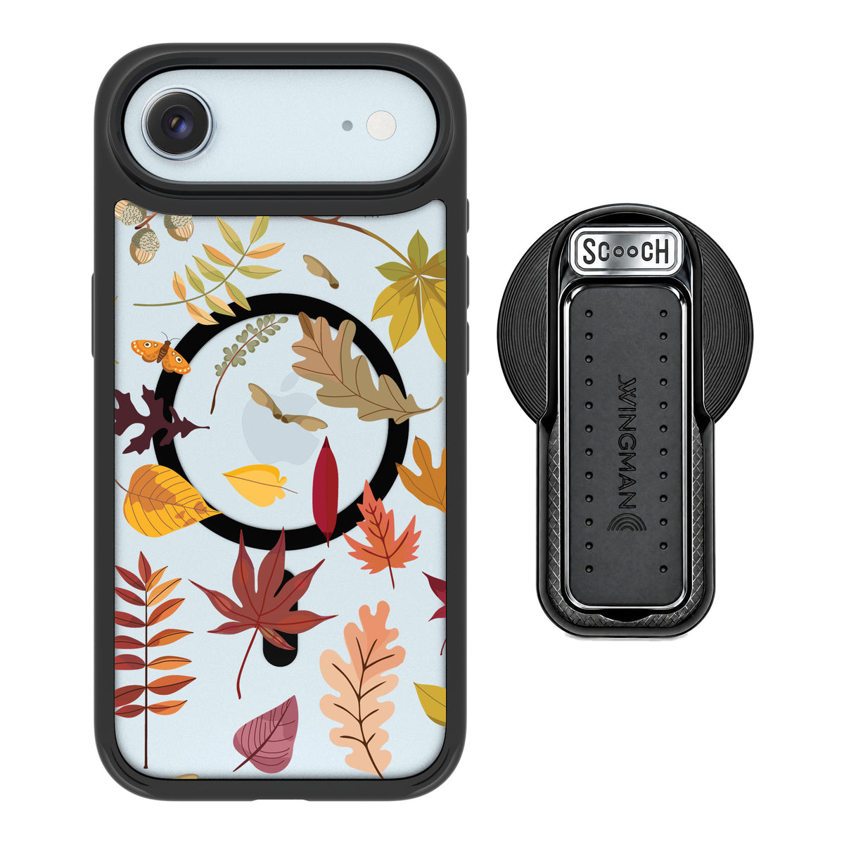 Scooch MagCase Autumn Leaves for iPhone Air — MagSafe Wingback Bundle - Black