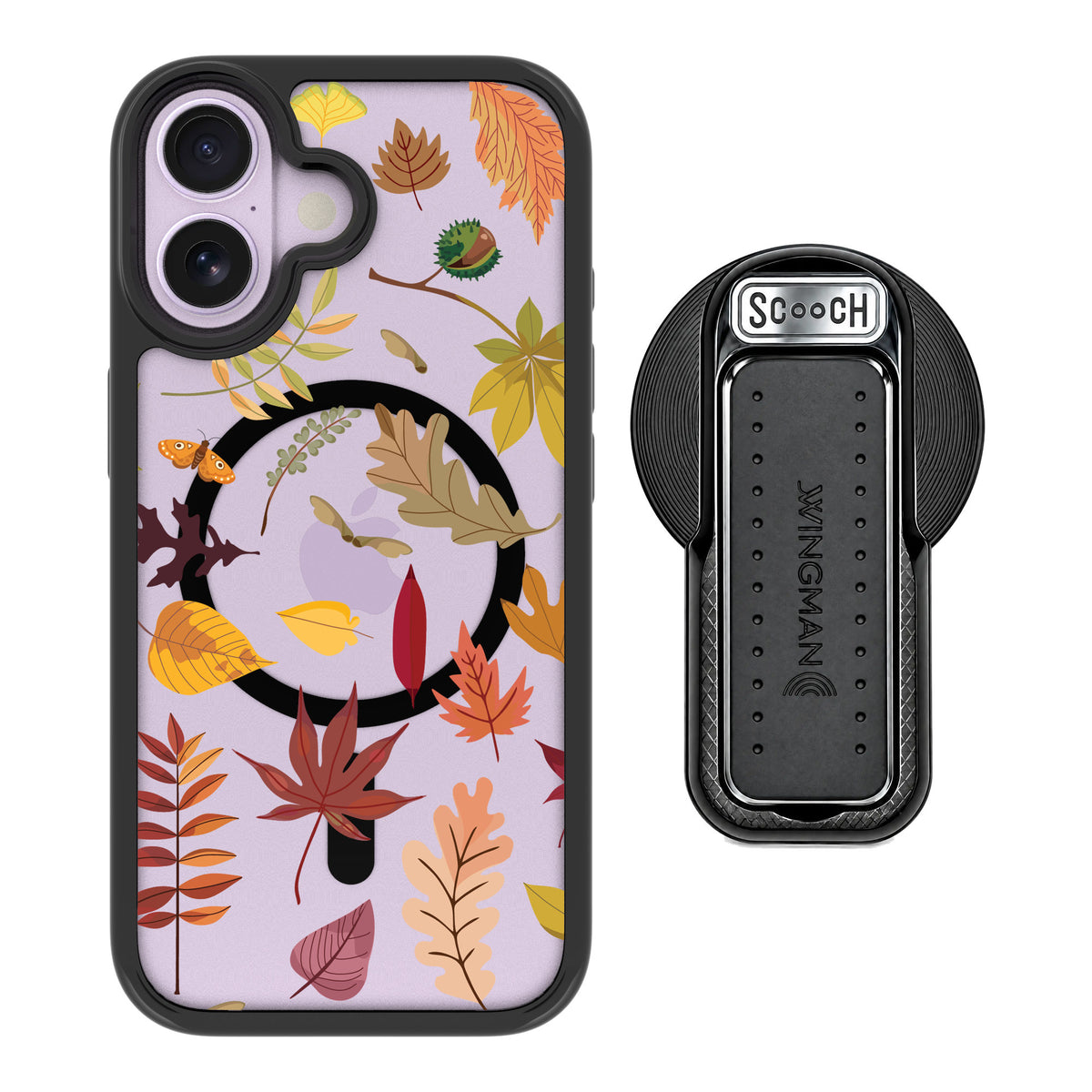 Scooch MagCase Autumn Leaves for iPhone 17 — MagSafe Wingback Bundle - Black