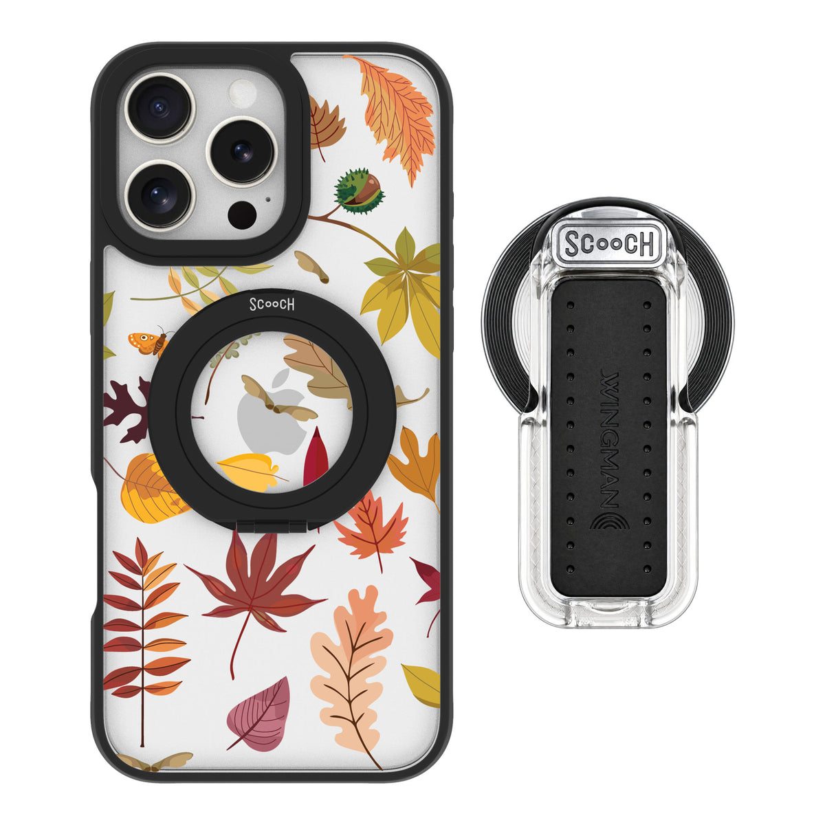 Scooch MagCase Autumn Leaves for iPhone 16 Pro Max — MagSafe Wingback Bundle - Clear
