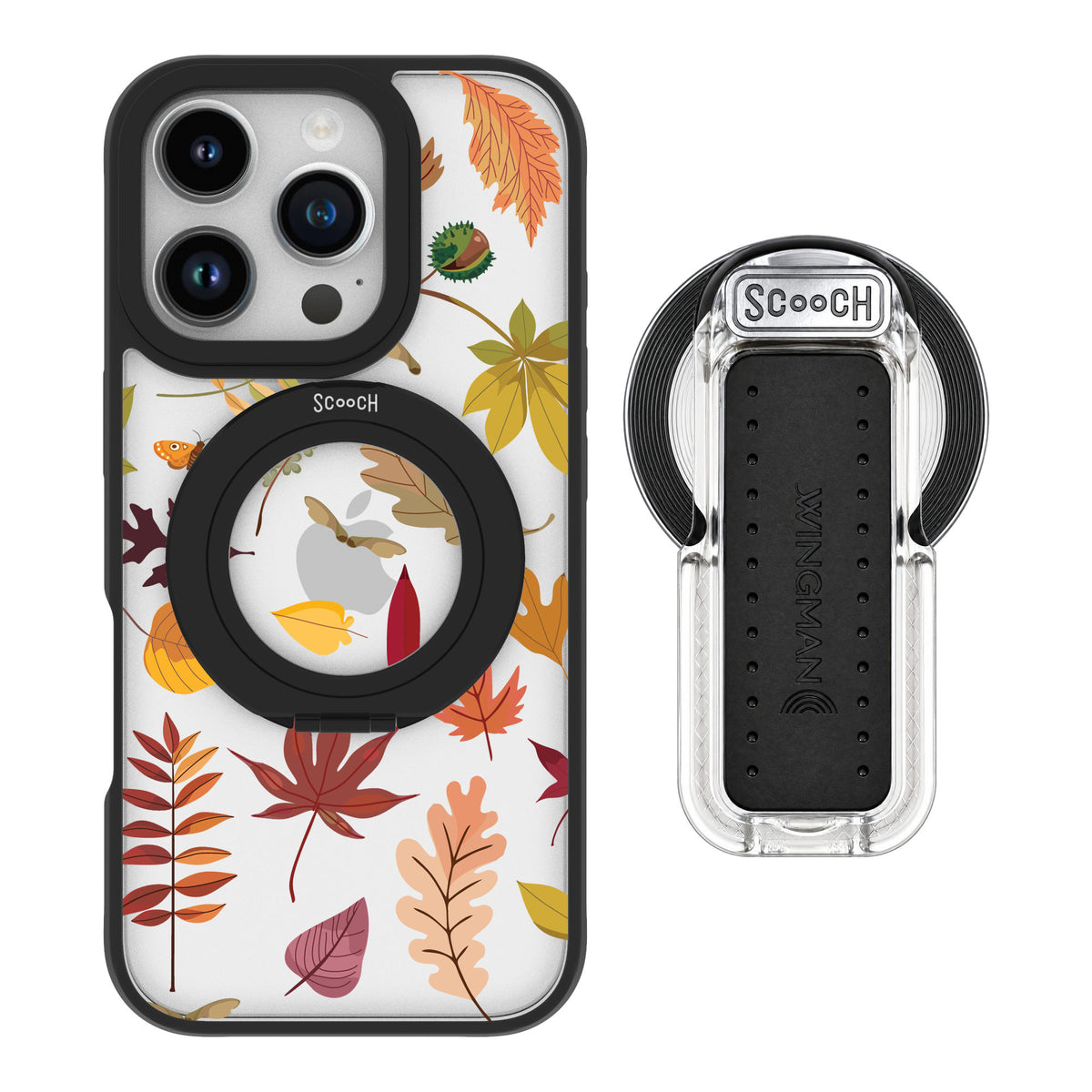 Scooch MagCase Autumn Leaves for iPhone 16 Pro — MagSafe Wingback Bundle - Clear