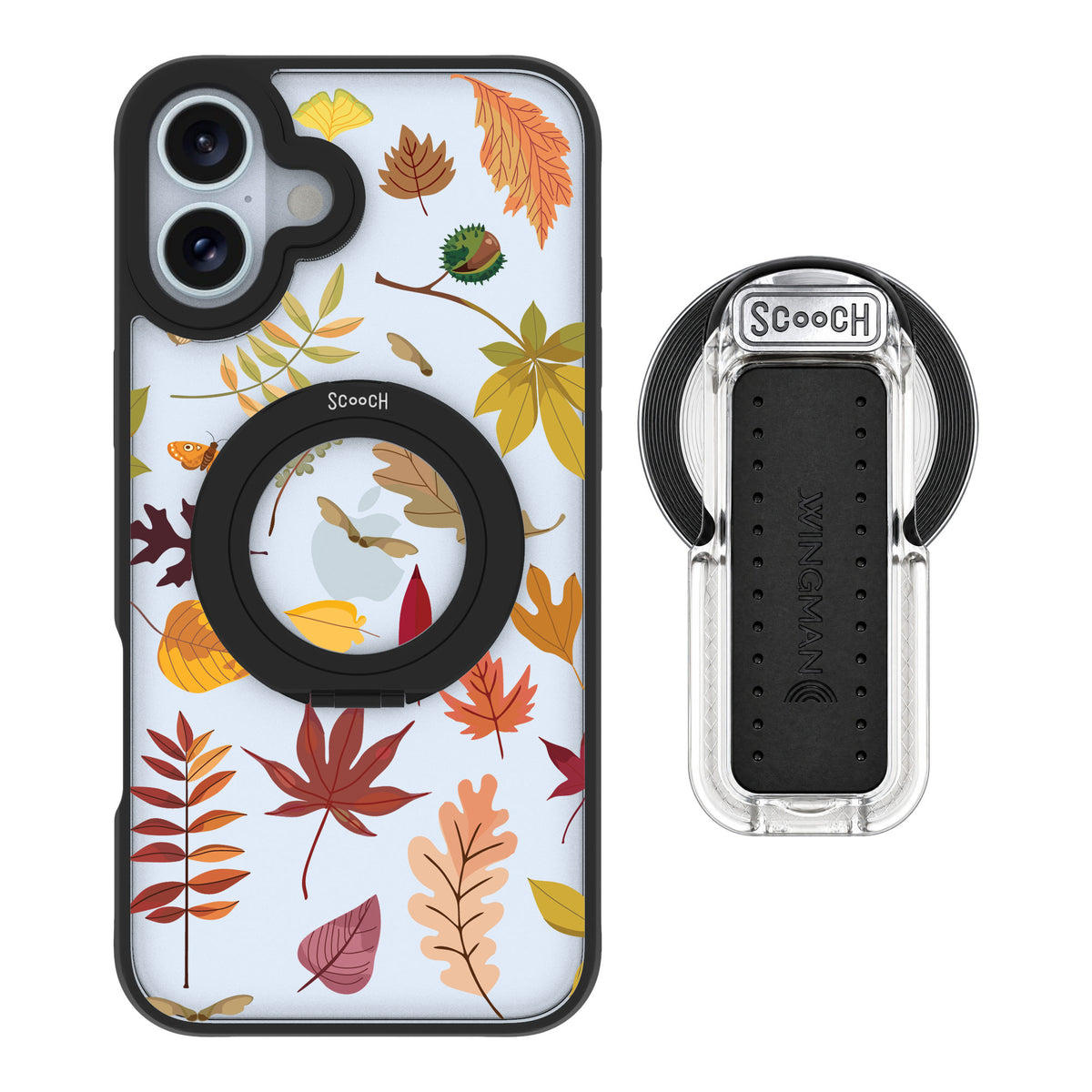 Scooch MagCase Autumn Leaves for iPhone 16 Plus — MagSafe Wingback Bundle - Clear