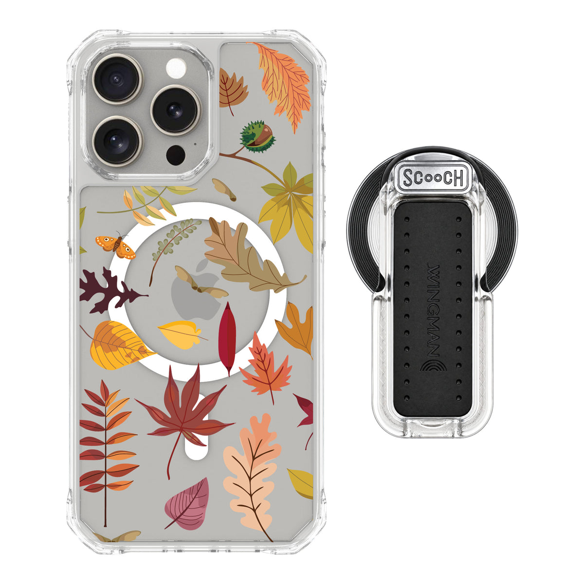 Scooch MagCase Autumn Leaves for iPhone 15 Pro Max — MagSafe Wingback Bundle - Clear