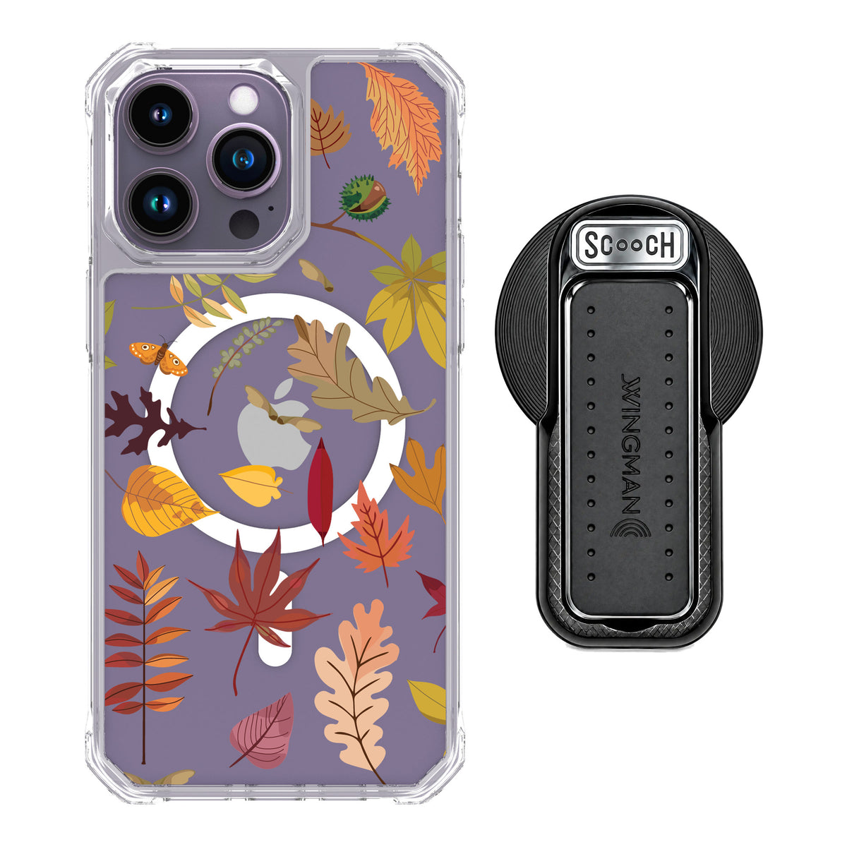 Scooch MagCase Autumn Leaves for iPhone 14 Pro Max — MagSafe Wingback Bundle - Black