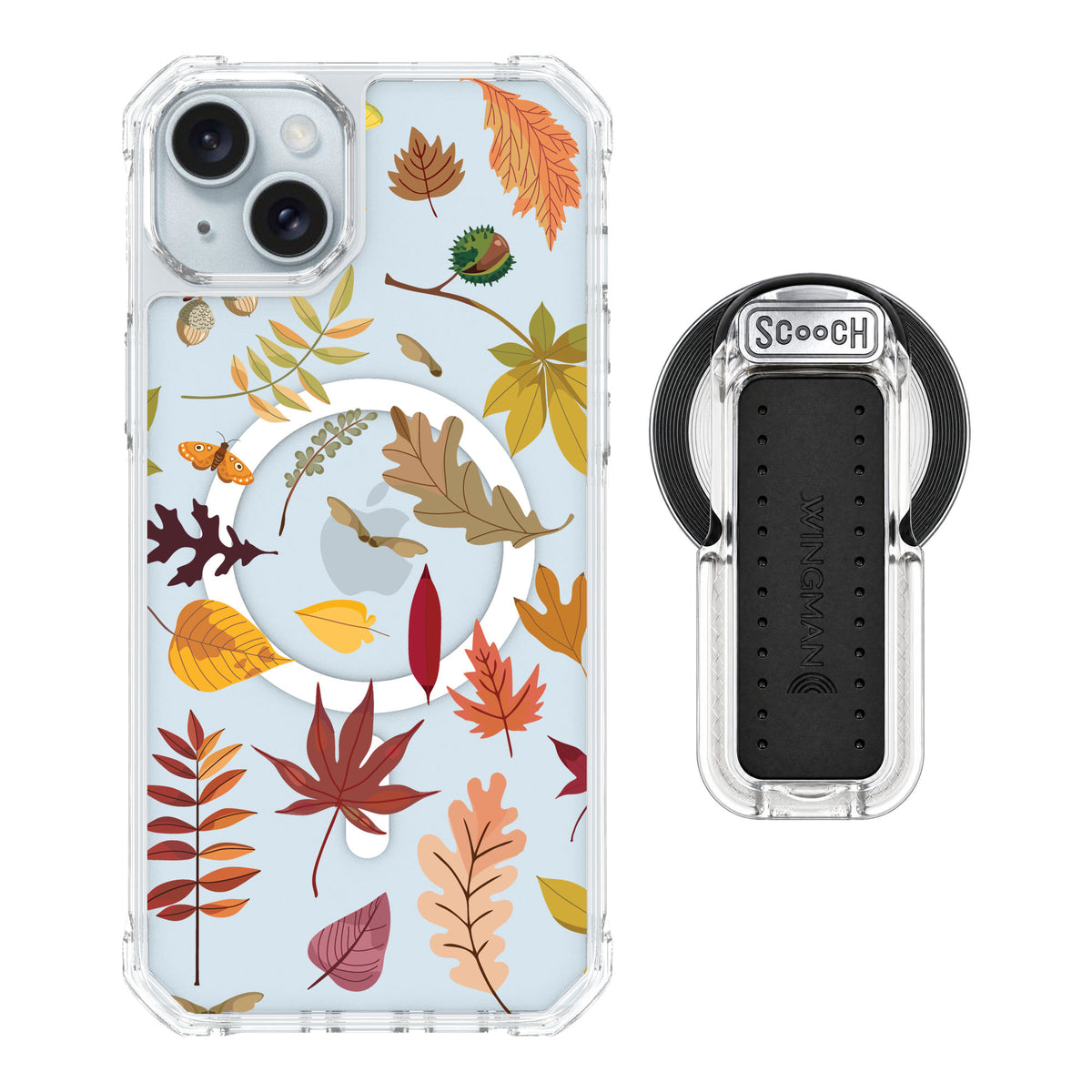 Scooch MagCase Autumn Leaves for iPhone 14 Plus — MagSafe Wingback Bundle - Clear