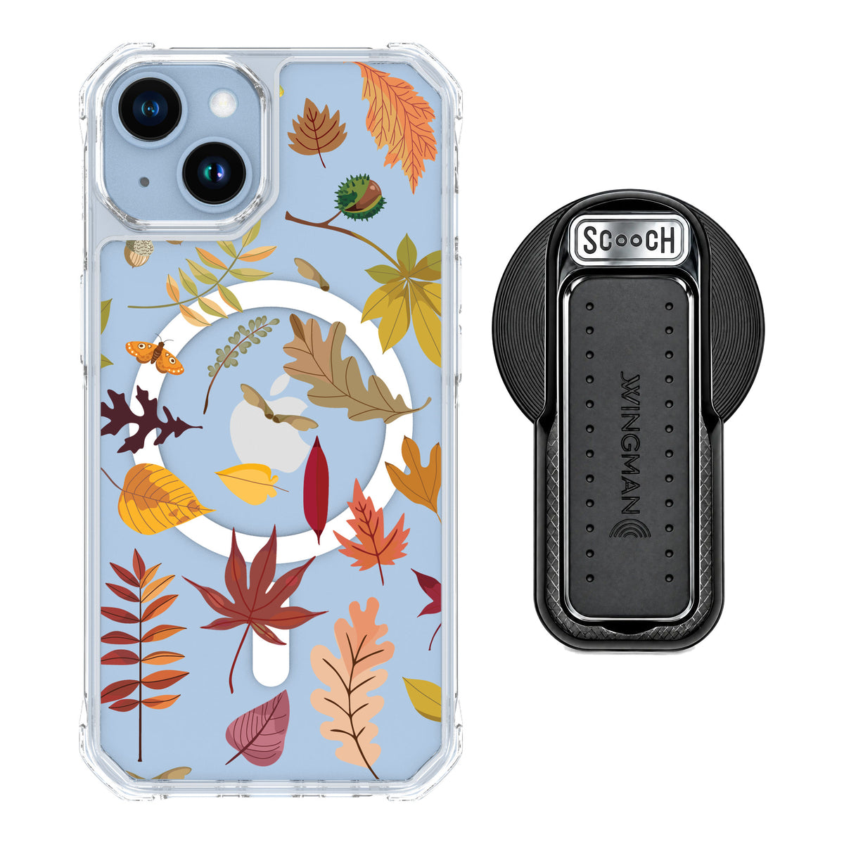 Scooch MagCase Autumn Leaves for iPhone 14 — MagSafe Wingback Bundle - Black