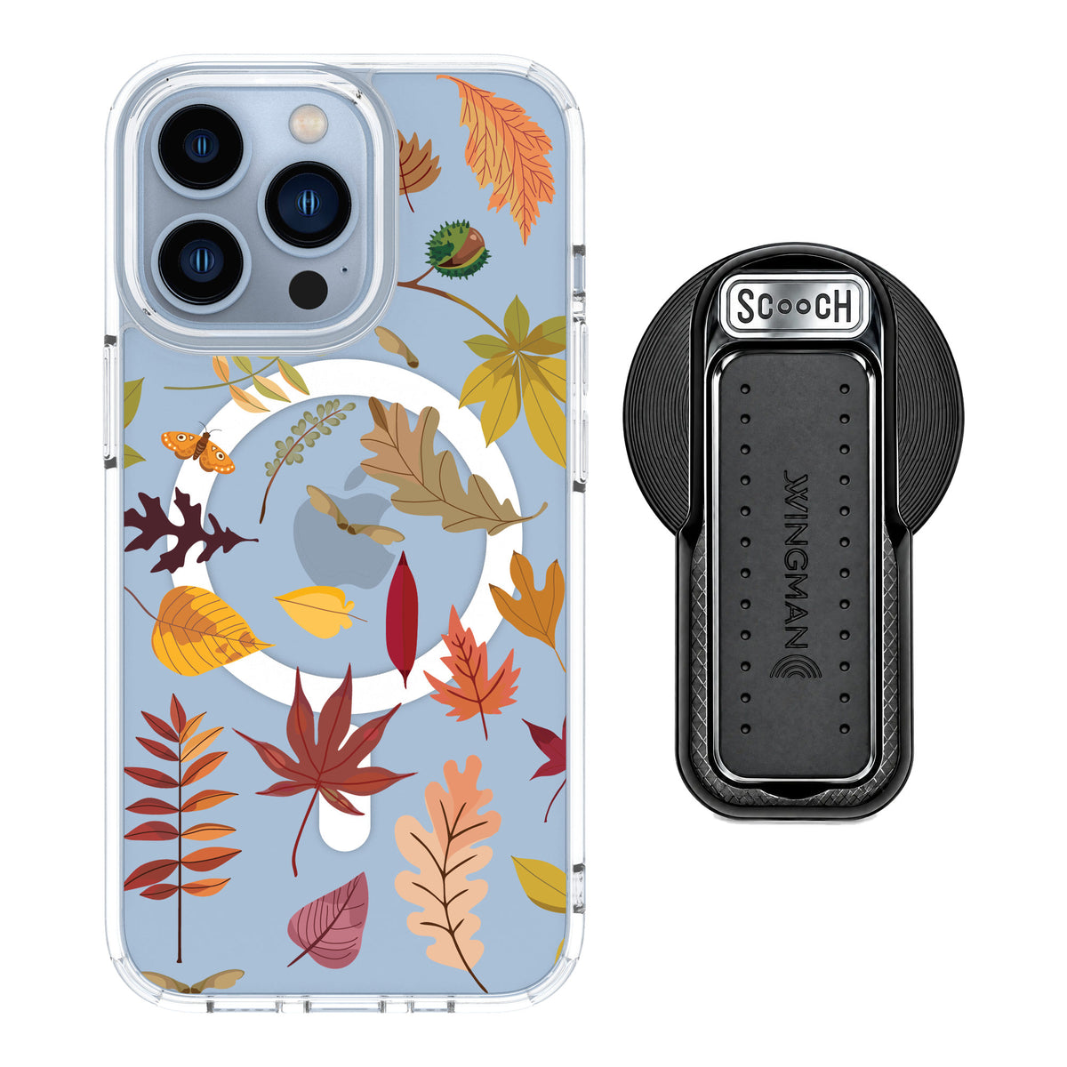 Scooch MagCase Autumn Leaves for iPhone 13 Pro — MagSafe Wingback Bundle - Black