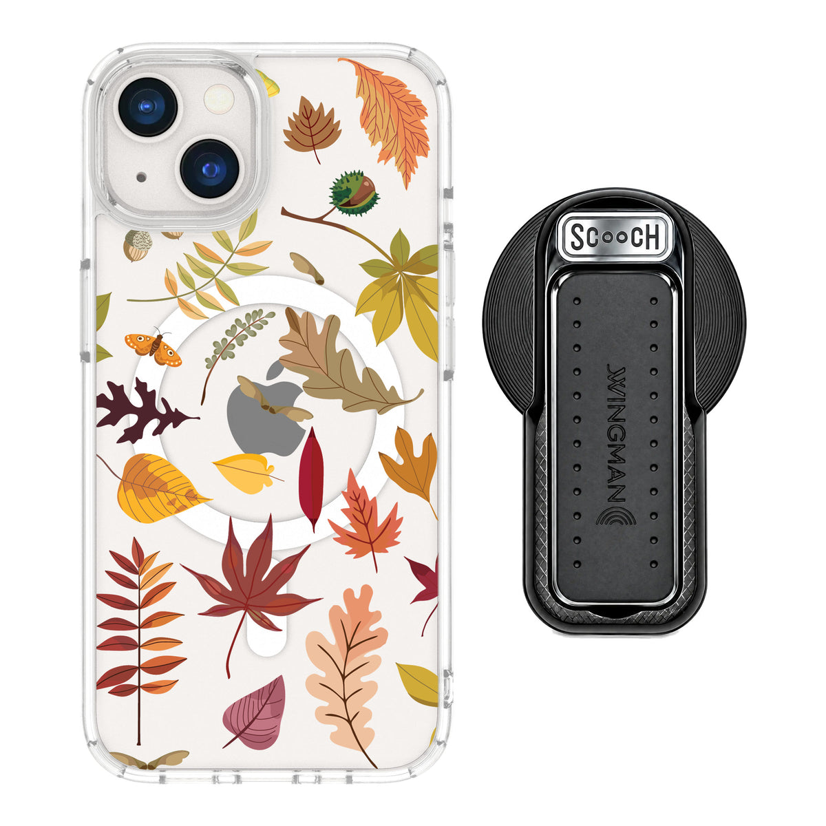 Scooch MagCase Autumn Leaves for iPhone 13 — MagSafe Wingback Bundle - Black