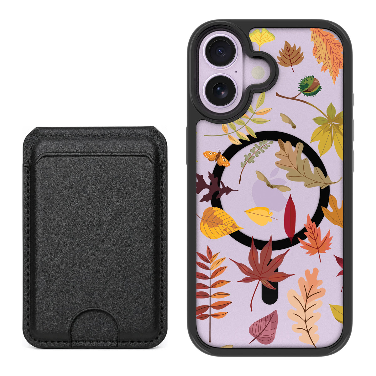 Scooch MagCase Autumn Leaves for iPhone 17 — Black MagWallet Bundle