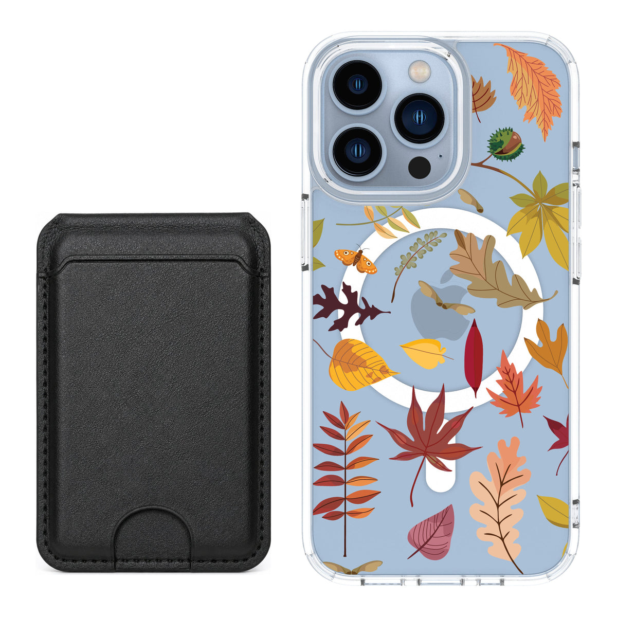 Scooch MagCase Autumn Leaves for iPhone 13 Pro — Black MagWallet Bundle