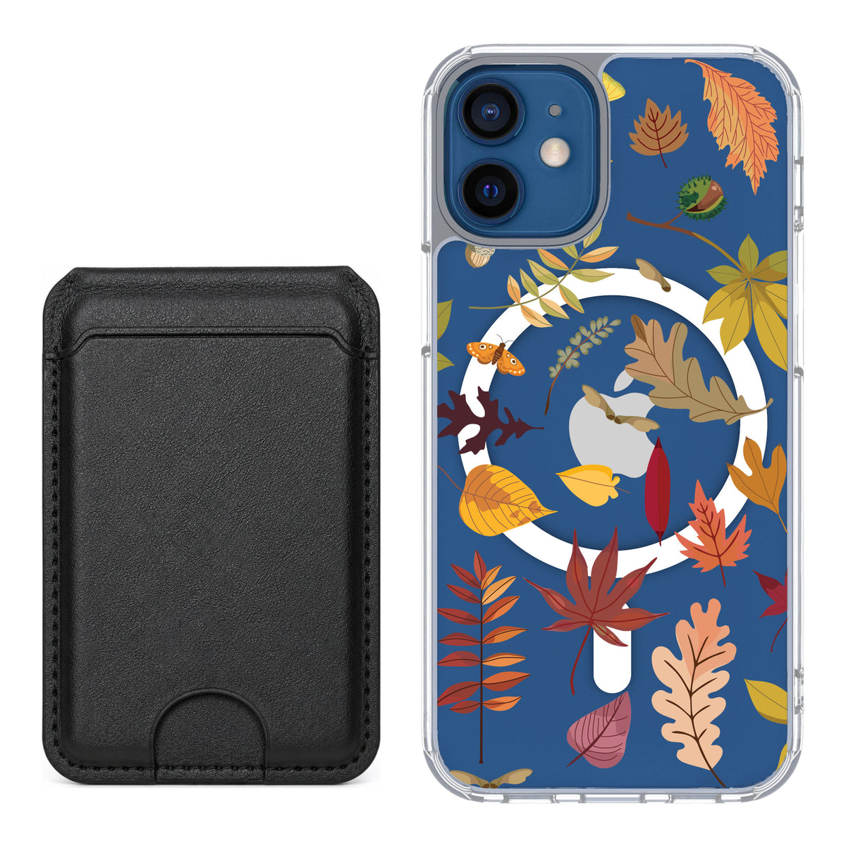 Scooch MagCase Autumn Leaves for iPhone 12 mini — Black MagWallet Bundle