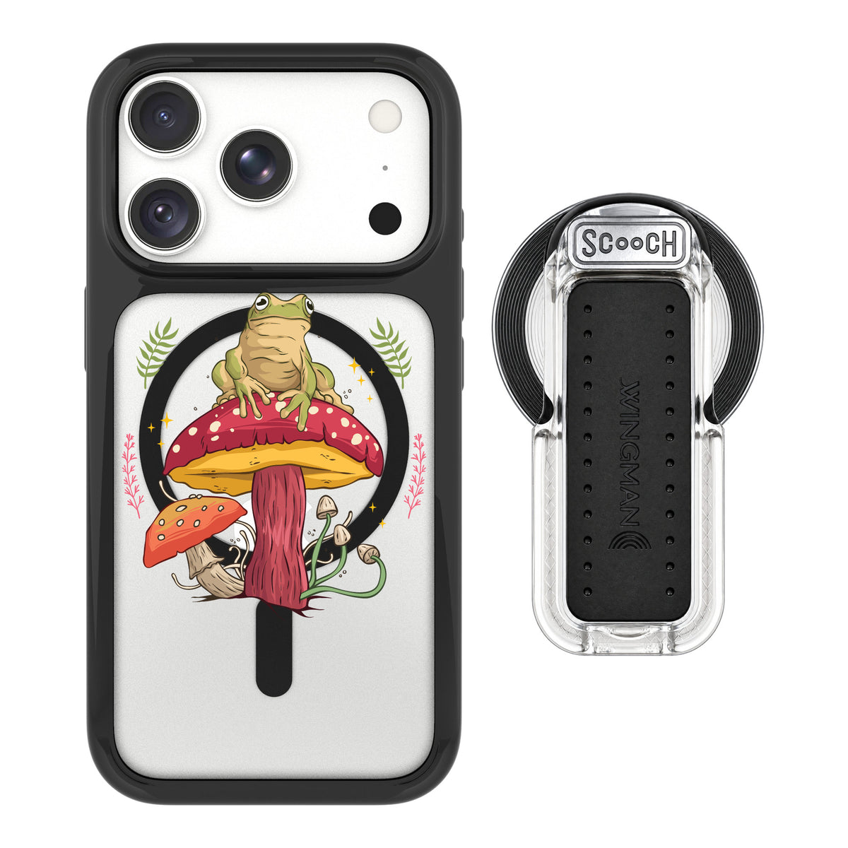 Scooch MagCase Toadstool Frog for iPhone 18 Pro Max — MagSafe Wingback Bundle - Clear
