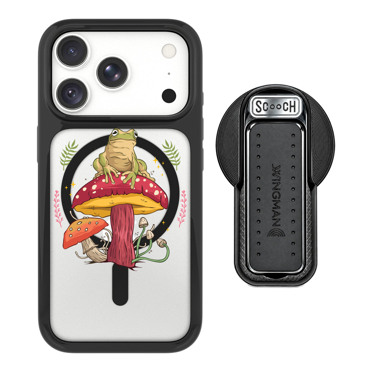 Scooch MagCase Toadstool Frog for iPhone 18 Pro Max — MagSafe Wingback Bundle - Black