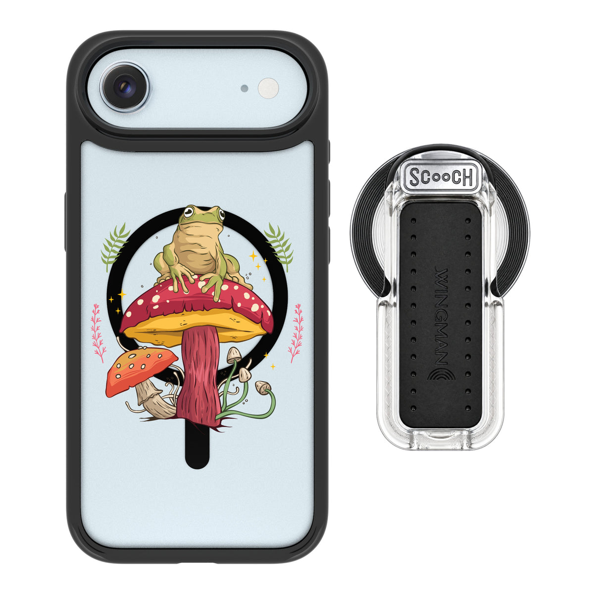 Scooch MagCase Toadstool Frog for iPhone Air — MagSafe Wingback Bundle - Clear