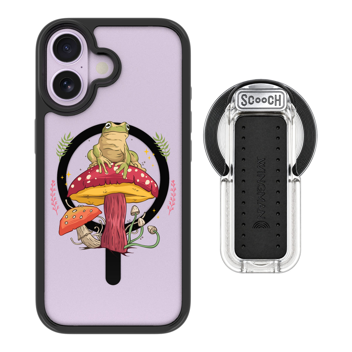 Scooch MagCase Toadstool Frog for iPhone 17 — MagSafe Wingback Bundle - Clear