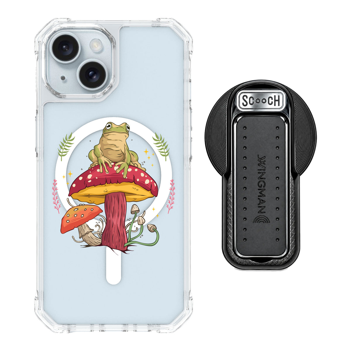 Scooch MagCase Toadstool Frog for iPhone 15 — MagSafe Wingback Bundle - Black