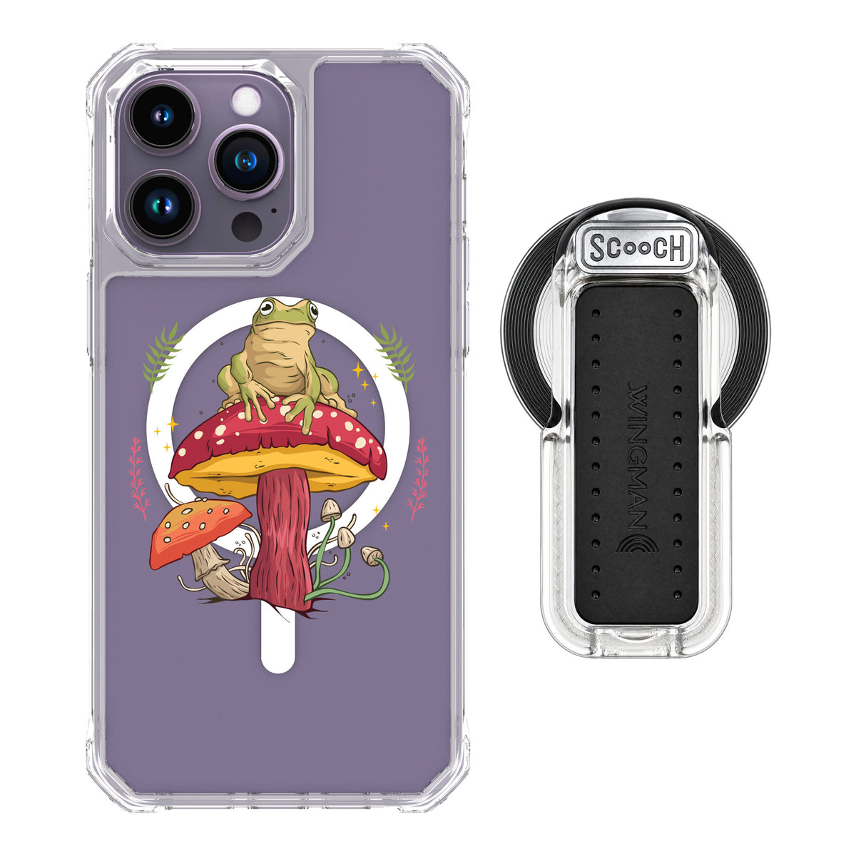 Scooch MagCase Toadstool Frog for iPhone 14 Pro Max — MagSafe Wingback Bundle - Clear