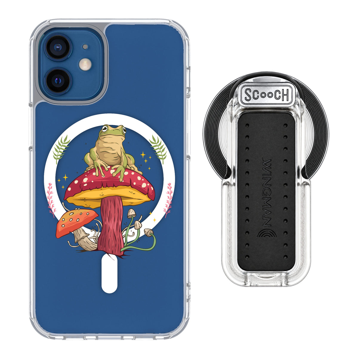 Scooch MagCase Toadstool Frog for iPhone 12 mini — MagSafe Wingback Bundle - Clear