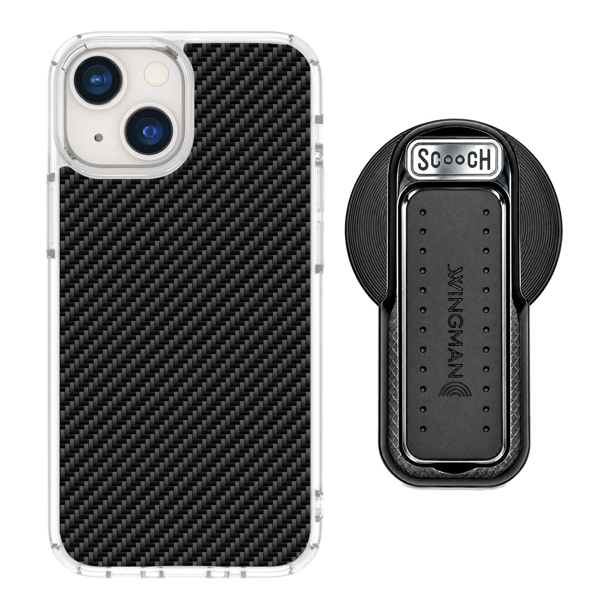 Scooch MagCase Carbon Fiber for iPhone 13 mini — MagSafe Wingback Bundle - Black