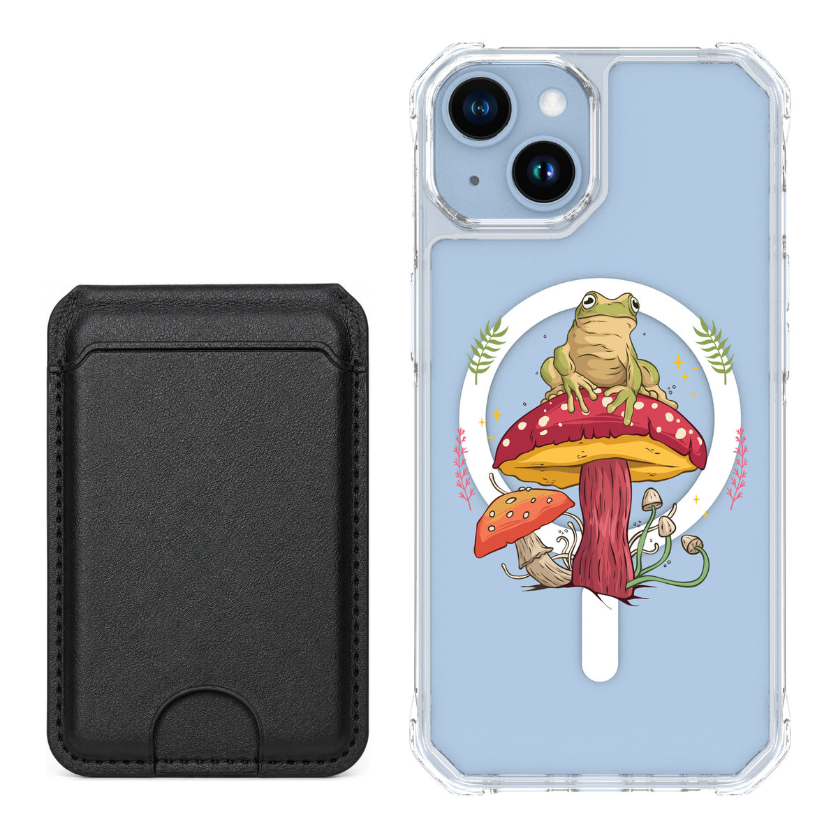 Scooch MagCase Toadstool Frog for iPhone 14 — Black MagWallet Bundle