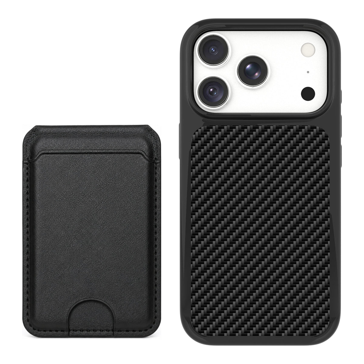 Scooch MagCase Carbon Fiber for iPhone 18 Pro Max — Black MagWallet Bundle