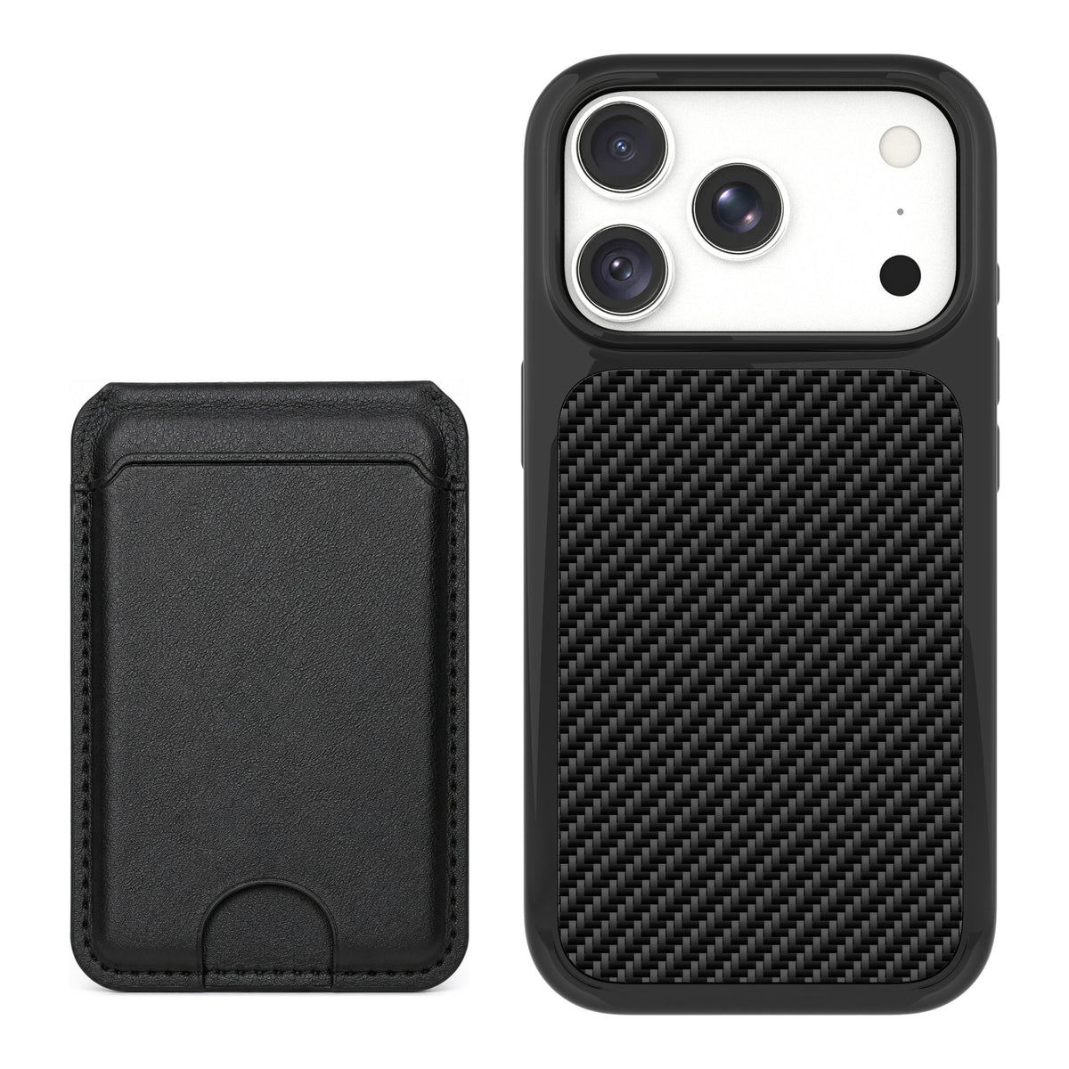 Scooch MagCase Carbon Fiber for iPhone 18 Pro — Black MagWallet Bundle