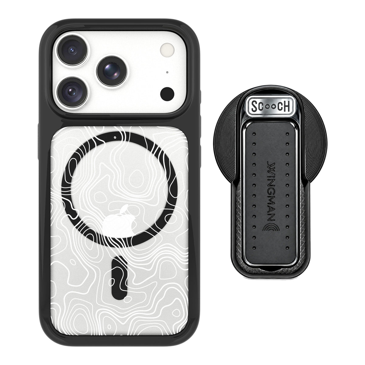 Scooch MagCase Topography for iPhone 18 Pro — MagSafe Wingback Bundle - Black